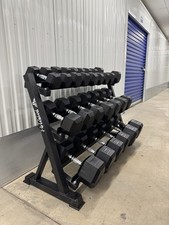 Hex Dumbbell 5kg-45kg Set & 3 Tier Rack Full Home Gym Weights Training