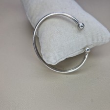 Sterling Silver 925 Cuff Bracelet Bangle Ladies Open Torque Ball Ends 7.2g