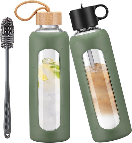 750ml glass water bottle - water, with