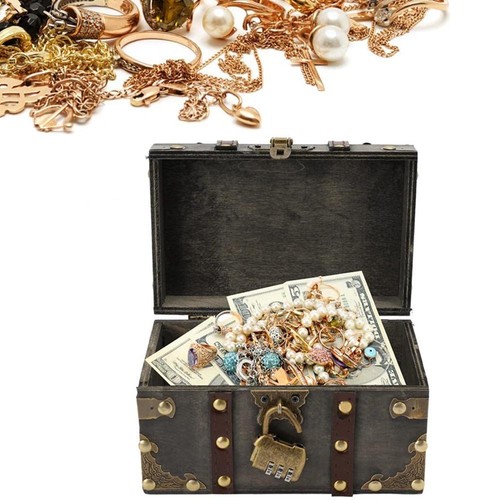 Wooden treasure chest storage - wooden,