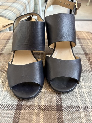 Hobbs navy block - heel, sandals