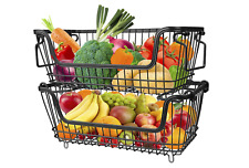 Set of 2 Black Stacking Wire