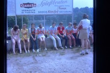 35mm Slide  1970 Germany  Tourists Sat On Wall