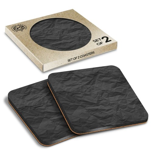 Boxed square coasters bw - boxed,