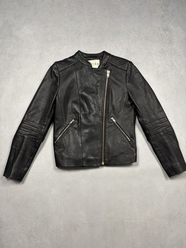Reiss black leather biker - black,