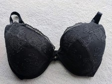 Ultimo Women's Padded Plunge Bra Black Lace Overlay UK 32G New No Tags