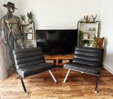 GENUINE Roche Bobois New Skool Leather Armchair Samoa Chocolate X2