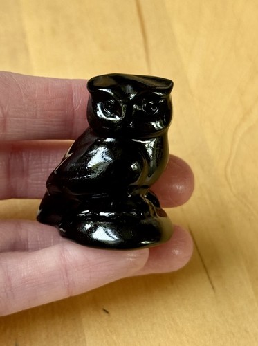 Black obsidian crystal owl - crystal,