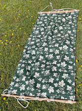 Dark Green Canvas Hammock with Vine Leaf Design