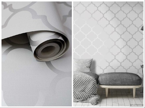 Albany grey lattice wallpaper - grey,