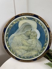 Art Nouveau Copper Religious Print Enamel Round Jessie Wilcox Smith Vintage