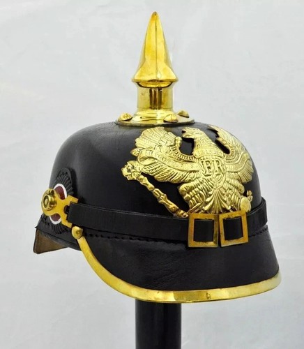 Leather german pickelhaube - leather,