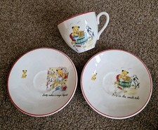 Vintage 1950s Sooty Cup And 2 Saucers, Staffordshire Pottery