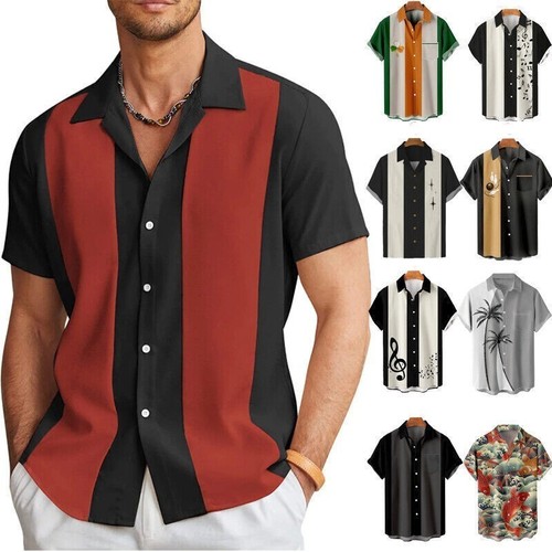 Men bowling shirt cuban - uk,