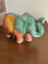 South African Raku Studio Pottery Elephant Figurine.