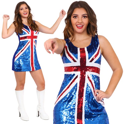 Ladies union jack sequin - sequin, dress