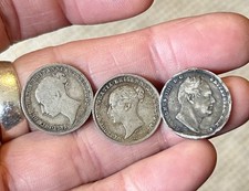 3 x Silver Sixpence Coins 1835, 1855 & 1871 die 21