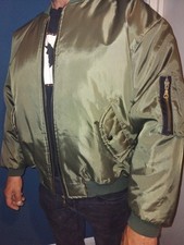 MA-1 Style Green Bomber Jacket  Size L