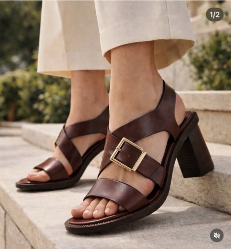 Zara brown leather block - zara,