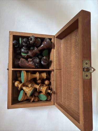 Antique wood chess set - antique,