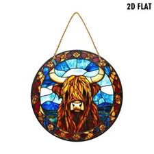 Highland Cow Coo Suncatcher Stained Glass Effect Hanging Decoration - choose