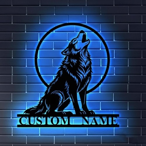 Custom wolf metal sign led - wolf,
