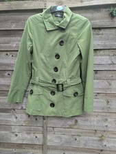 Ladies Green Mac Cotton And Nylon Size UK 10 Asymmetric Buttoned