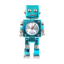 Small Blue Novelty Metal Robot Alarm Clock