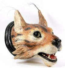 Austrian Pottery LYNX Cat Taxidermy Trophy Mask Terracotta Mounted  Circa 1890