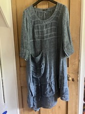 GRIZAS DRESS  DENIM BLUE LINEN