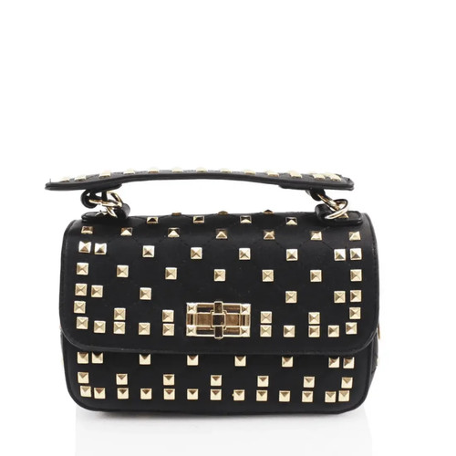 Black studded clutch - studded, /