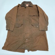 Australian Outback Long Wax Jacket Mens Womens Unisex Small Brown Oilskin