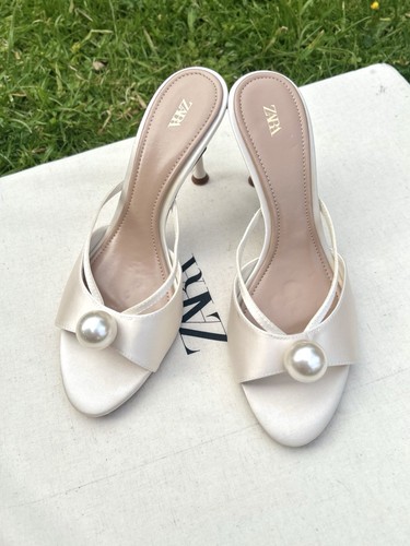 Zara pearl bridal heels satin - zara,