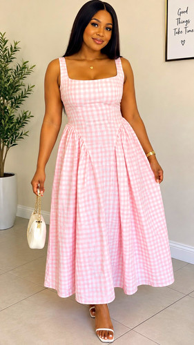 Women pink white gingham - white,