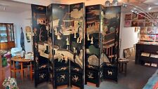 Chinese Coromandel 8 Panel 8 Foot High Restaurant Room Divider Chinoiserie 