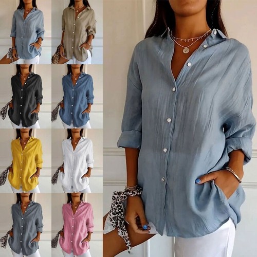 Women baggy shirt button - shirt, up