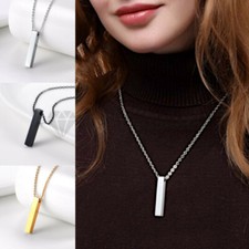Hypoallergenic Titanium Steel Blank Pillar Bar Pendant Necklace Unisex Jewelry