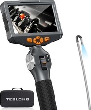 Teslong 3.9mm Two-Way Articulating Inspection Camera with Light, 5-inch IPS End