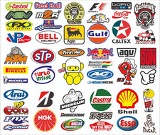 10  x  Vinyl Waterproof Stickers  Car Bike Scooter racing logos moto grand prix