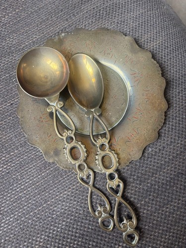 Vintage solid brass - solid, engraved