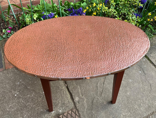 Hammered copper top - hammered, wooden