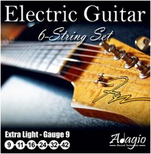 ELECTRIC GUITAR Strings Full Set 9-42 Nickel Extra Light Adagio Pro + FREE CHART