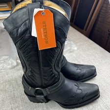 Stetson Western Boots Mens Biker Outlaw Black 12-020-6124-3630 9D NWOB