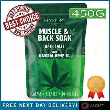 ELYSIUM SPA NATURAL HEMP OIL MUSCLE & BACK SOAK BATH SALTS 450G CALMS RELAXES