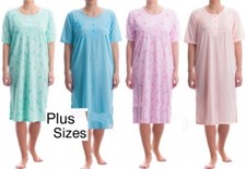 Ladies Short Sleeve Cotton Rich Long Nightdress Summer Nighties Plus Size M-6XL