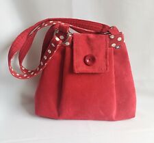 Bright Red & White Polka Dot Medium Sized Square Handbag, Fabric- FREE POSTAGE 