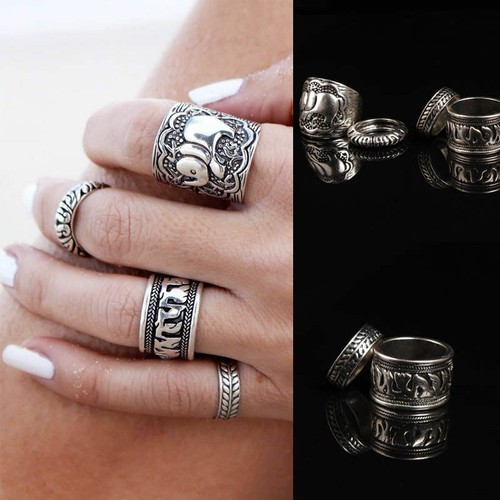 4pc set elephant - 4x, silver