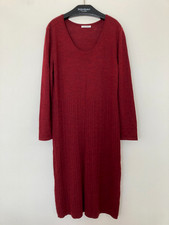 Artigiano Wool Midi dress Size Large Burgundy Long Sleeve Stretch 100% Wool