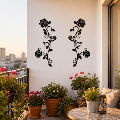 Metal rose wall decor for - 2x,