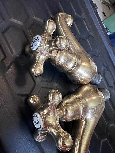 Brass antique bathroom taps - bathroom,